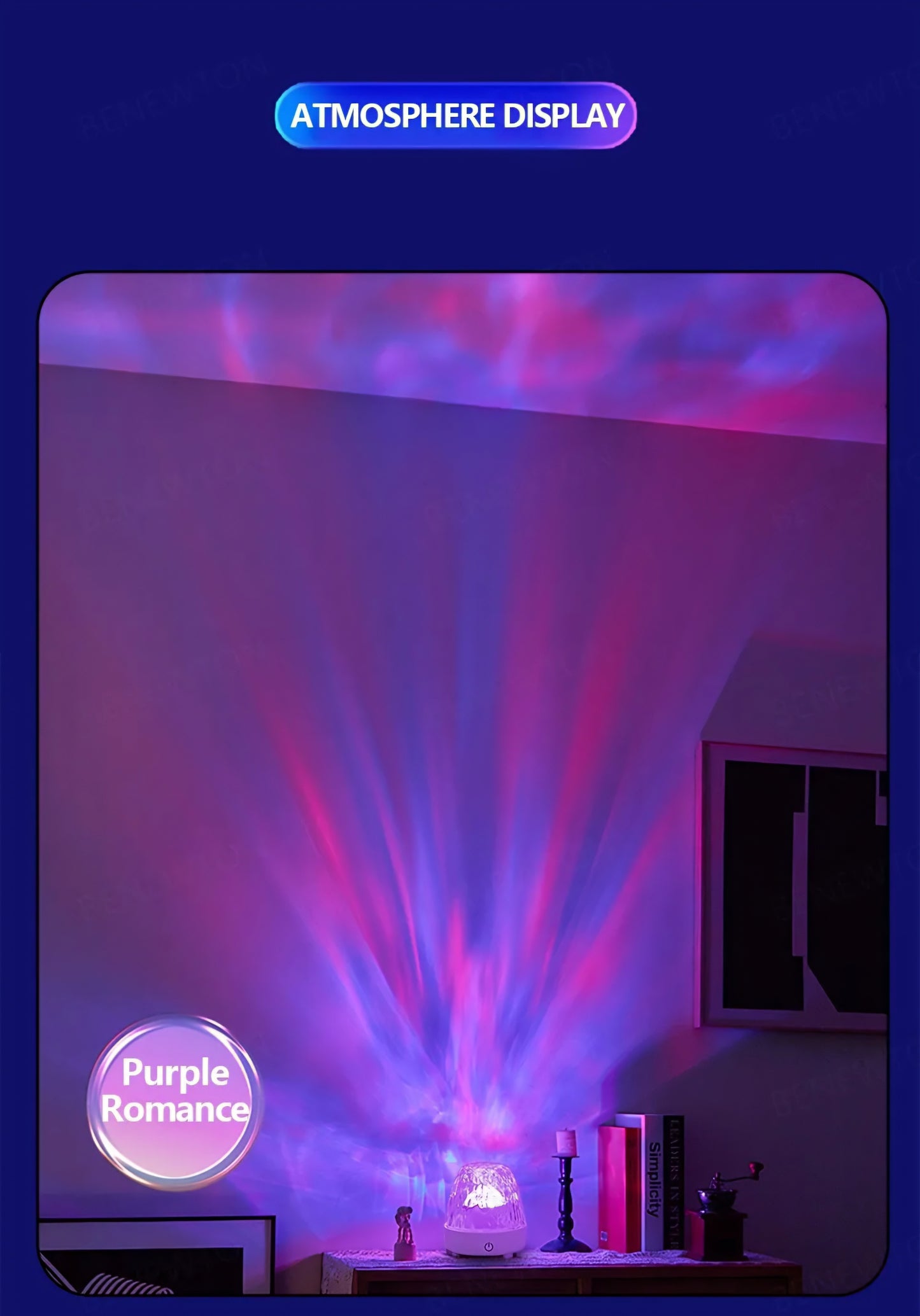 RGB Night Light with Dynamic Water Ripple Effect